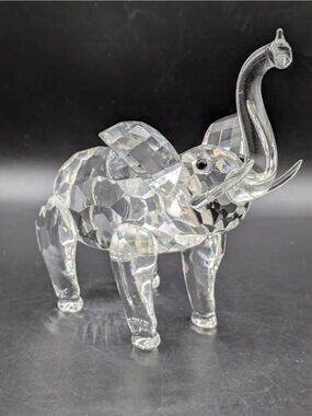 Vintage Shannon Handmade Crystal Elephant Figurine Sculpture Trunk Up 5.5"